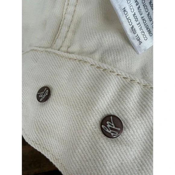 We The Free Free People Cream Denim Trucker Jacket Womens XS Relaxed Fit Boho - Picture 6 of 10
